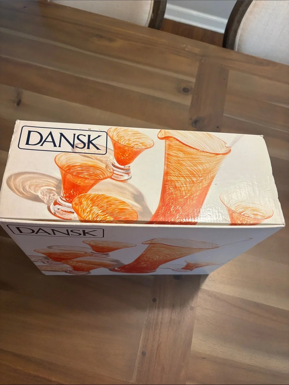 Dansk Swirl Glass Pitcher and Matching Tumblers Set